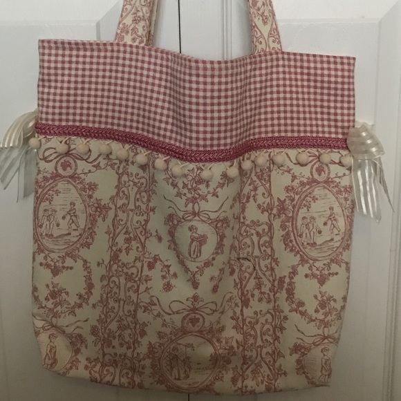 NWOT Handmade Pink Toile Baby Bag - Picture 1 of 4